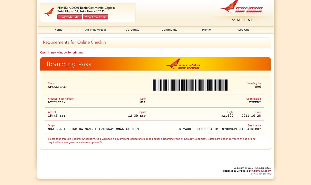 Air India Express Boarding Pass
